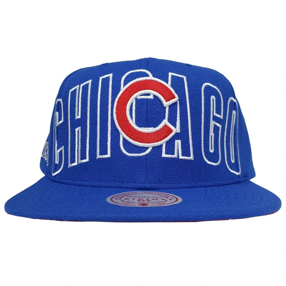 Chicago Cubs Mitchell & Ness MLB Snapback‎ Hat Cap 3D Logo Side Logo Blue NWT